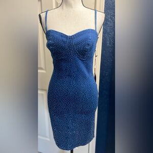 Haute Monde Navy Polka Dot Mini Dress